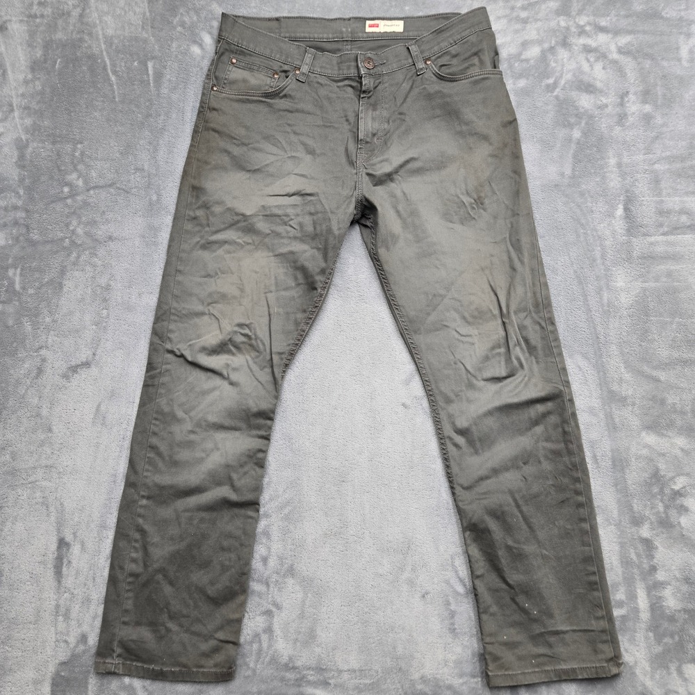 Wrangler Mens Straight Fit Pants Olive Green Khaki 34x30 Stretch 112325353
